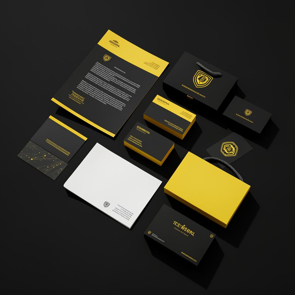 Premium branded stationery flat lay